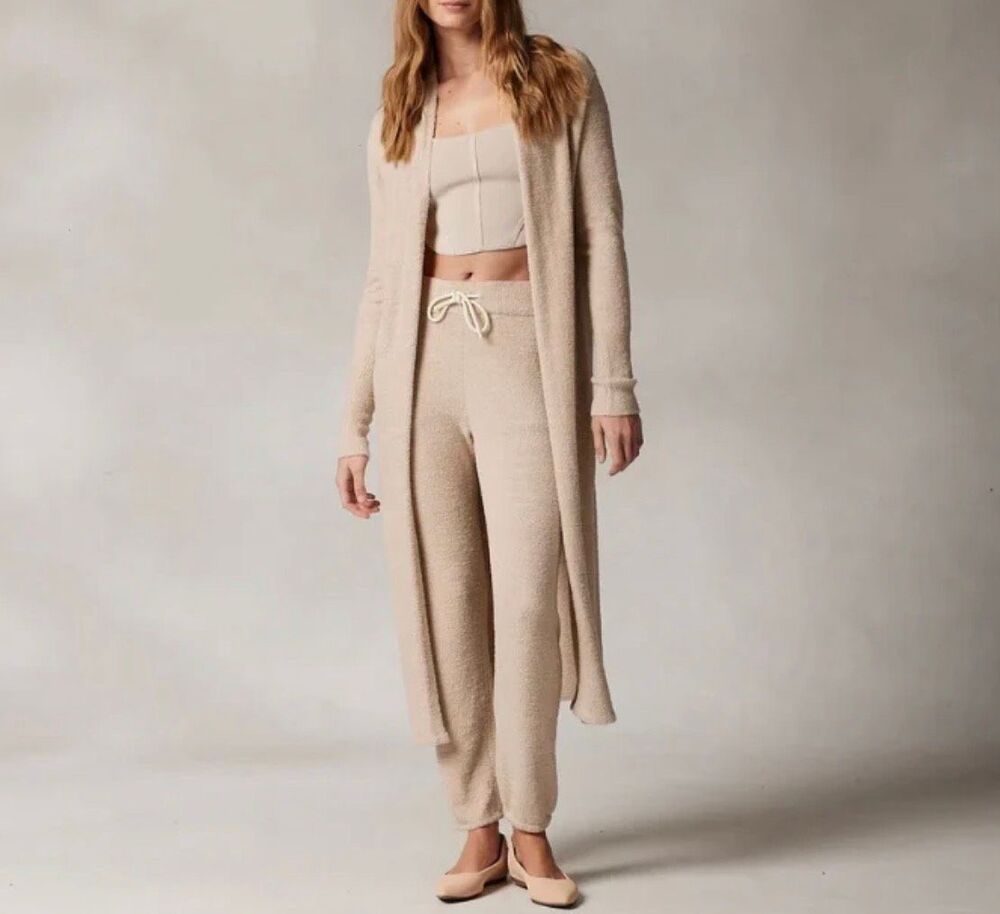 Kashwere Women's Cozy Open-Front Long Cardigan kashease robe Oatmeal M/L NWT